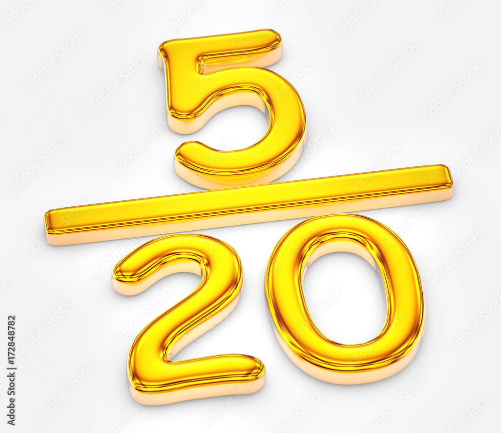 Golden score of five out of twenty illustration Golden score of five out of twenty illustration