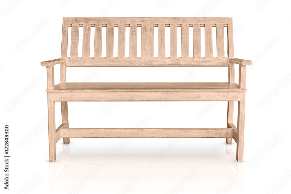 clean new wooden bench white wood color isolated on white background