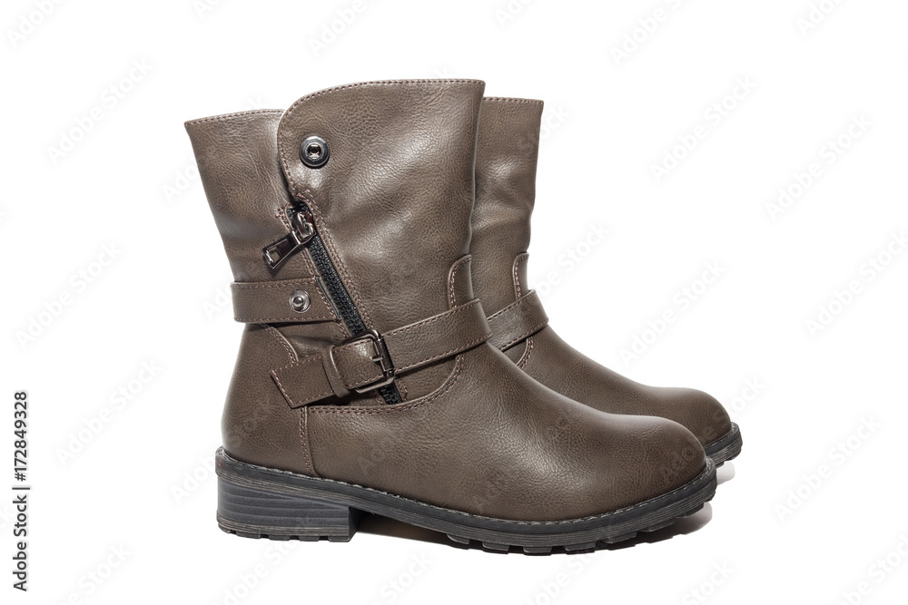 Female winter leather shoes