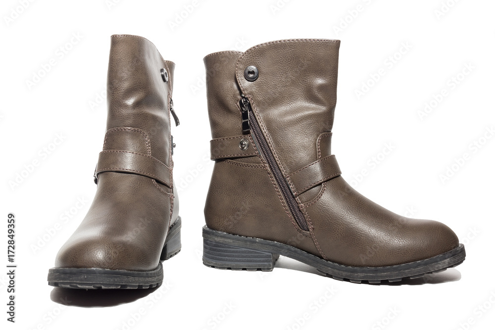 Female winter leather shoes