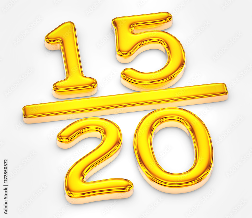 Golden score of fifteen out of twenty illustration Golden score of fifteen out of twenty illustration