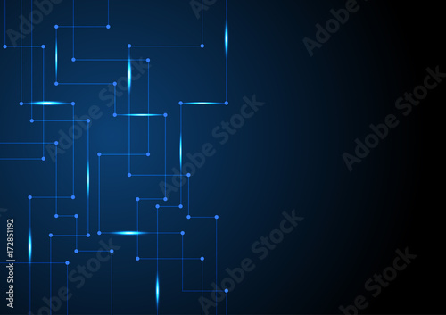 Technololy background, abstract lines on dark background connect concept