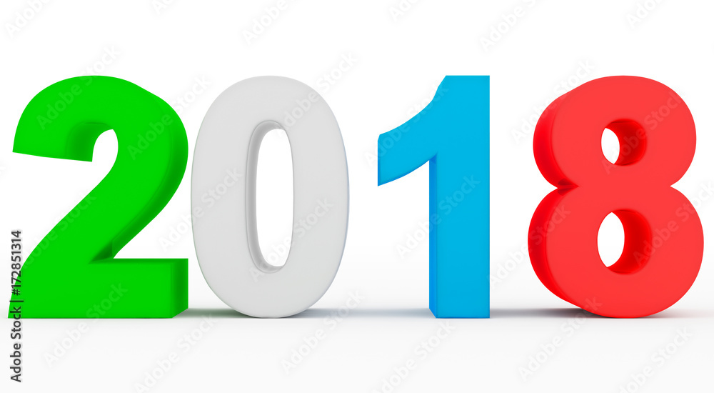 year 2018 colorful 3d numbers isolated on white year 2018 colorful 3d numbers isolated on white