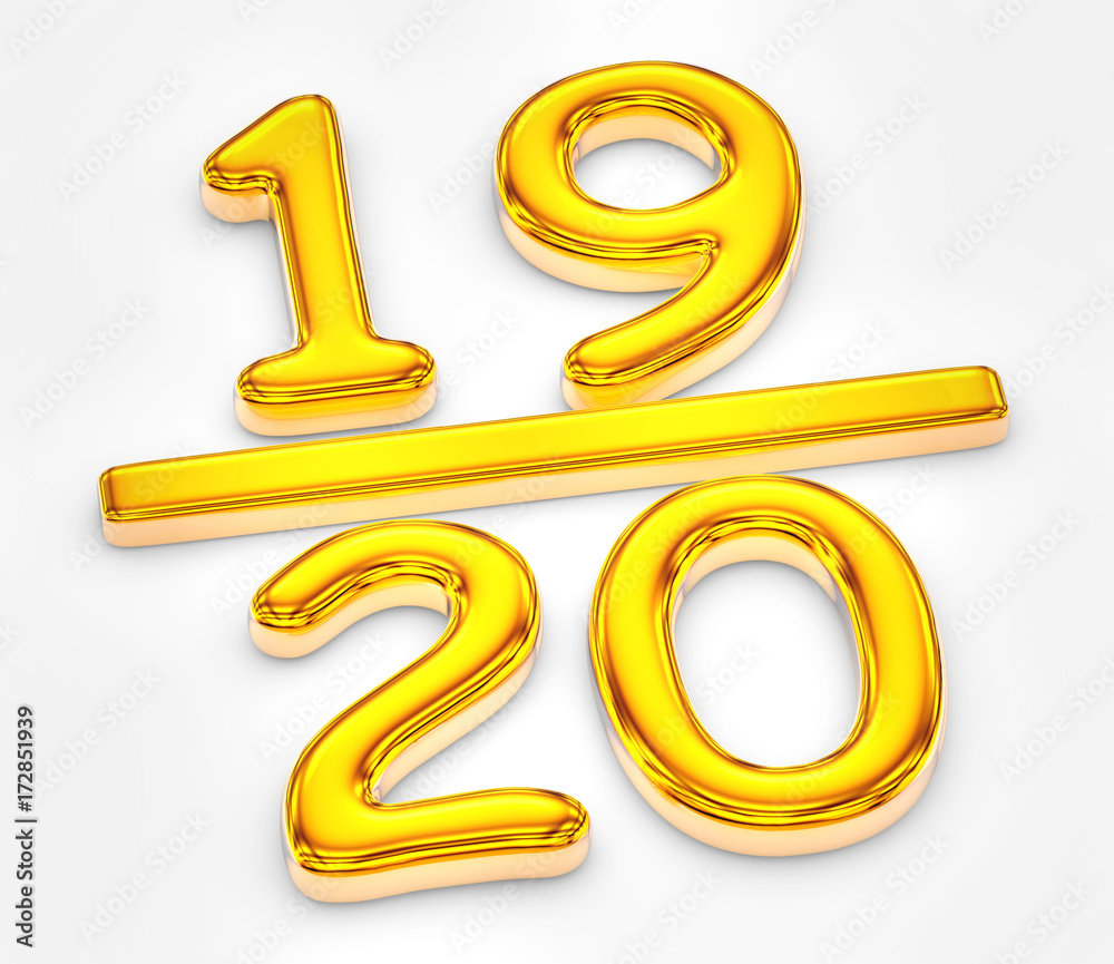 Golden score of nineteen out of twenty illustration Golden score of nineteen out of twenty illustration