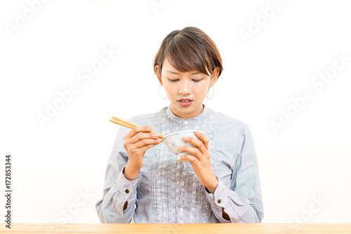 Foto 日本食・いただきます・女性