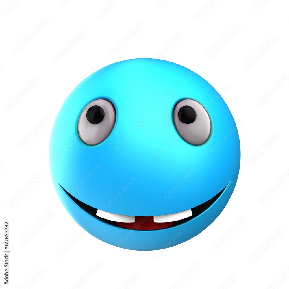 Fototapeta premium 3d blue emoticon smile