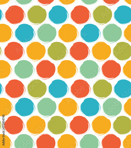 Decorative paint pattern with drawn circles. Seamless bright background