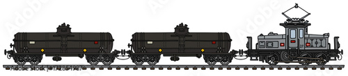 Classic electric locomotive and tank wagons