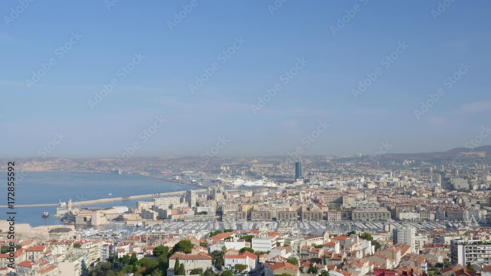 Timelapse video with an aerial view of Marseille and Vieux Port, Provence, France Timelapse video with an aerial view of Marseille and Vieux Port, Provence, France