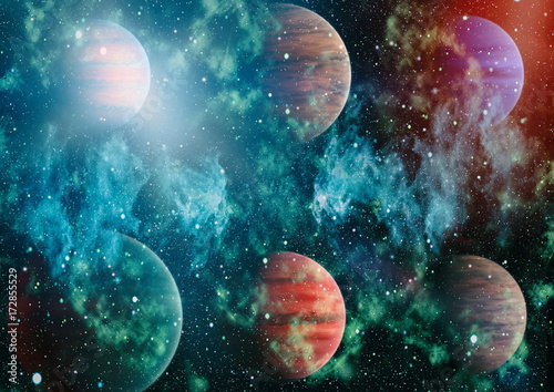 Fototapeta Naklejka Na Ścianę i Meble -  Universe scene with planets, stars and galaxies in outer space showing the beauty of space exploration. Elements furnished by NASA

