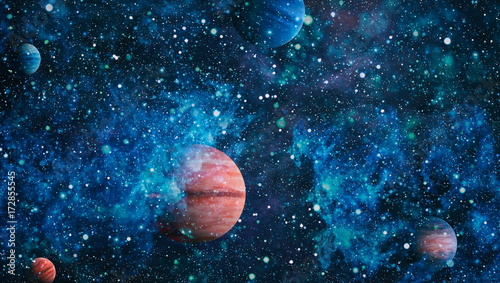 Fototapeta Naklejka Na Ścianę i Meble -  Universe scene with planets, stars and galaxies in outer space showing the beauty of space exploration. Elements furnished by NASA

