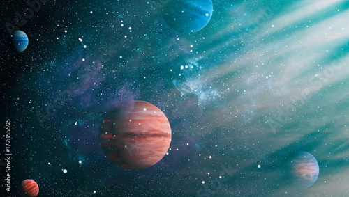 Fototapeta Naklejka Na Ścianę i Meble -  Universe scene with planets, stars and galaxies in outer space showing the beauty of space exploration. Elements furnished by NASA

