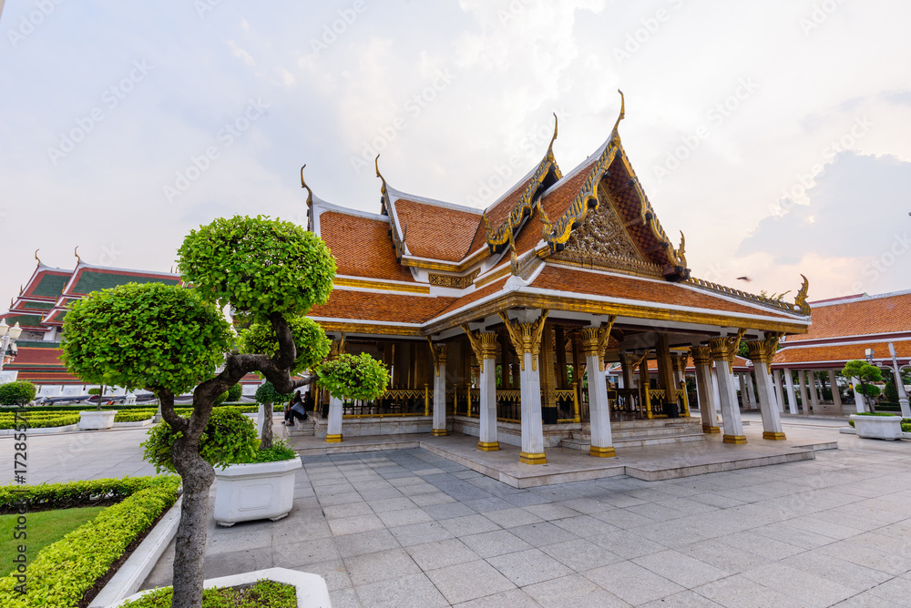 Golden Castle in public park/Golden pagoda in Wat Ratcha Nadda Temple Golden Castle in public park/Golden pagoda in Wat Ratcha Nadda Temple