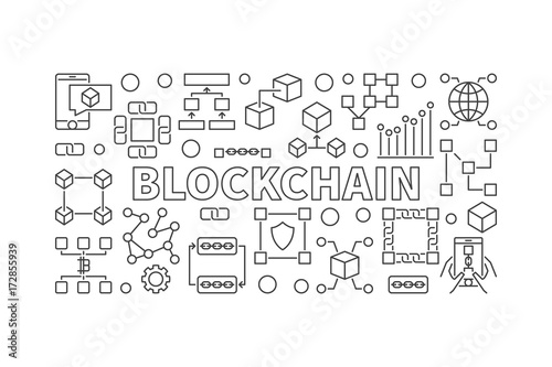 Modern technology banner made with block chain icons and word BL