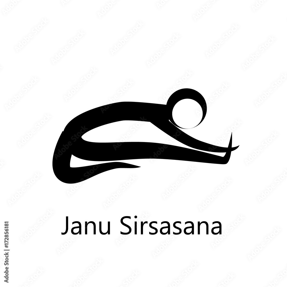 HeadtoKnee Forward Bend, Janu Sirsasana. Yoga Position. Vector