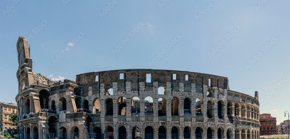 Full panoramic view of the Roman Coliseum in Italy