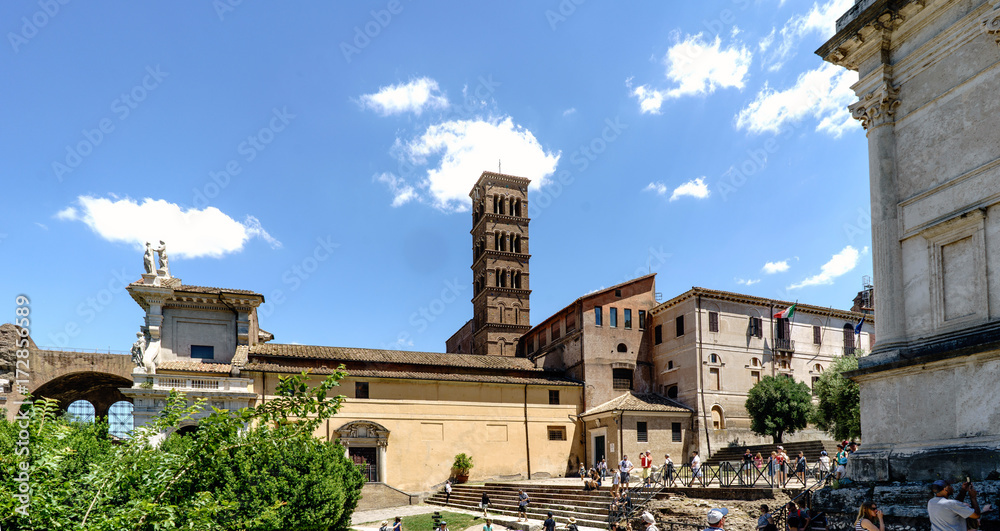Rome, Lazio, Italy. July 25, 2017: Main facade of the church called 