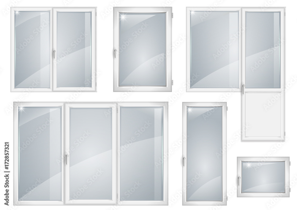 Set of white plastic windows