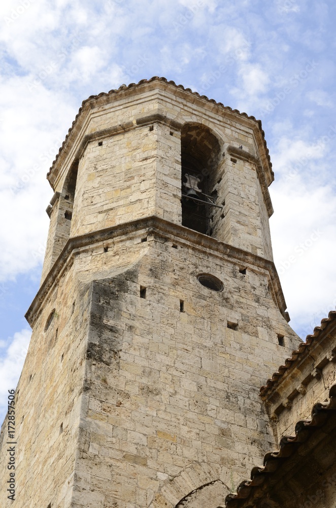 Bell tower in Besalu, Girona, Spain