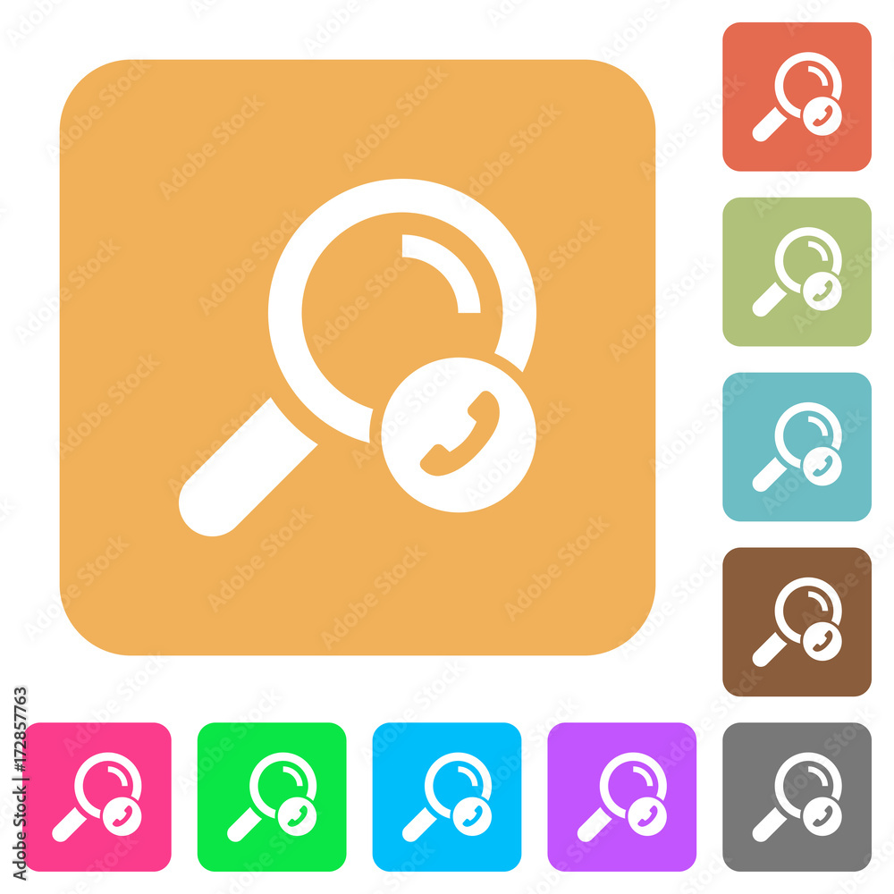 Search phone number rounded square flat icons Search phone number rounded square flat icons