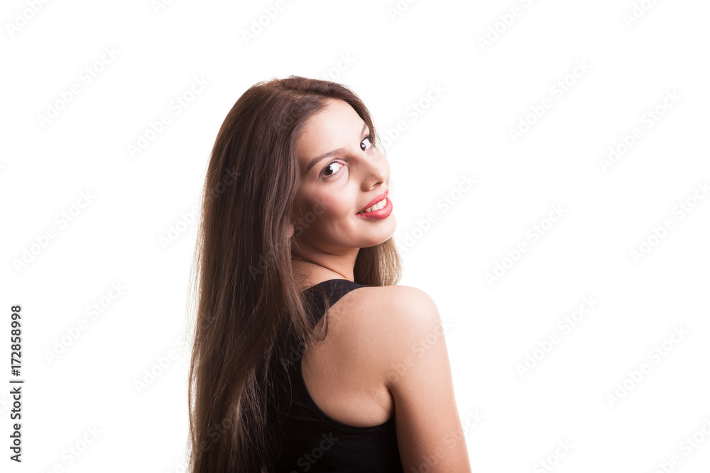 Young pretty teenager girl in the studio making faces isolated over white background Young pretty teenager girl in the studio making faces isolated over white background