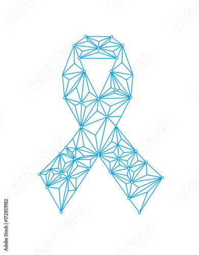 Blue prostate cancer awareness ribbon vector. Dots connected modern style.