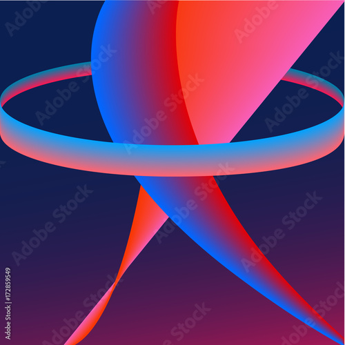 Fluid Colors with Pink ed Blue Gradient on Pink Background. Abstract Background. Perfect for Cover, Print, Poster and Flyer design. Vector Illustration.