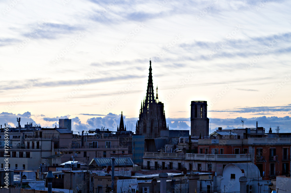 sunset over barcelona