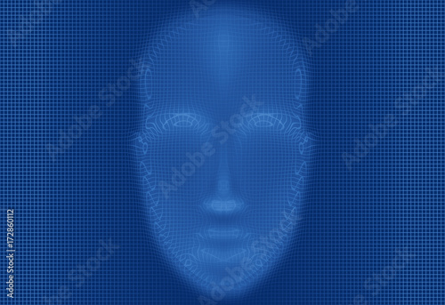 Face recognition technology in progress, 3d graphic generate photo