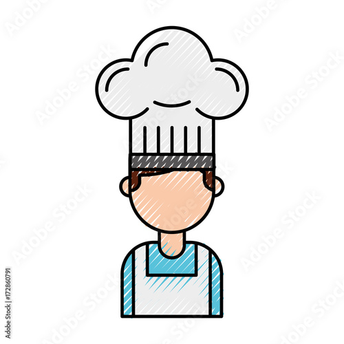 young confident chef man in uniform hat sign