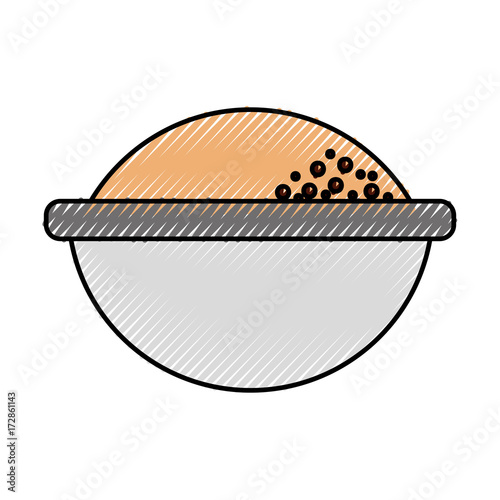 cartoon bowl with flour ingredient bakery and dessert vector illustration