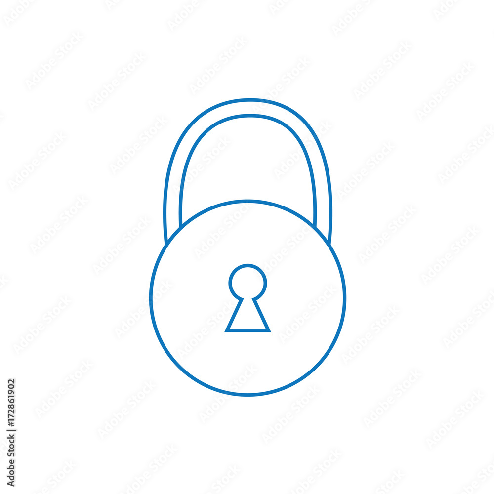 blue padlock outline icon- vector illustration blue padlock outline icon- vector illustration