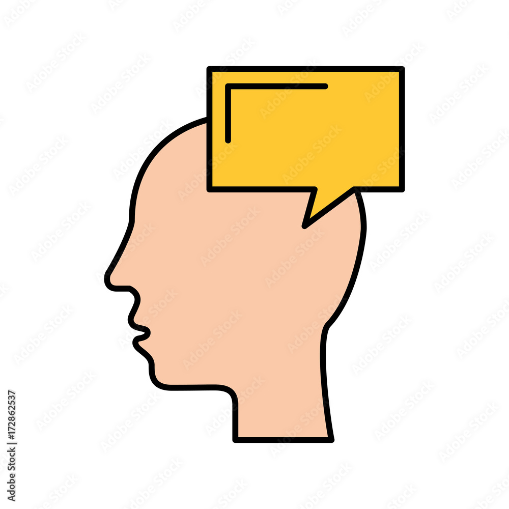 silhouette head human speech bubble communication vector illustration