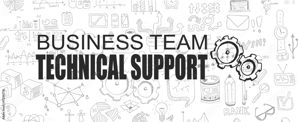 Technical Support concept with Business Doodle design style