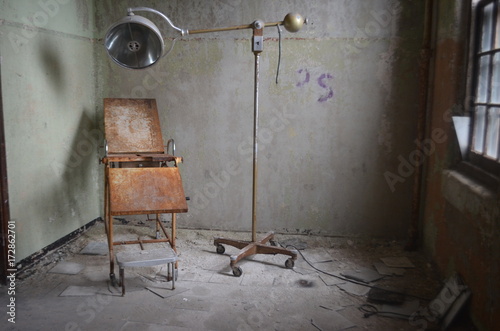 Abandoned hospital with medical equipment 