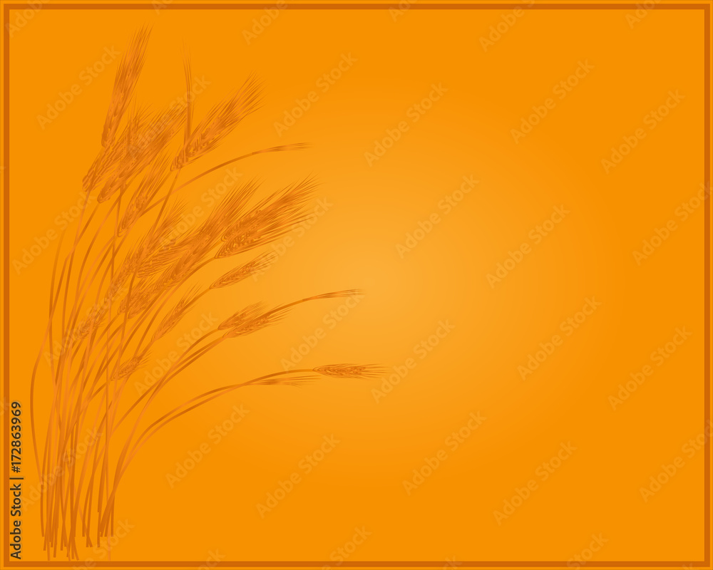 Wheat image in gold. 
