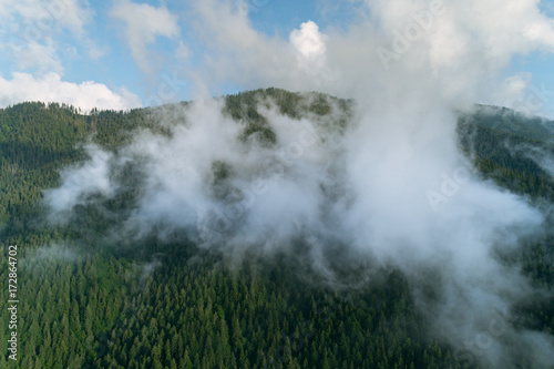Aerial view of Carpathian mountains. Ukraine, Europe. Concept ecology protection.