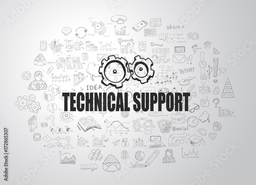 Technical Support concept with Business Doodle design style