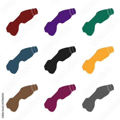 Crumpled plastic bottle icon in black style isolated on white background. Trash and garbage symbol stock vector illustration.