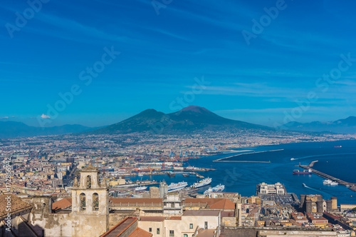 Naples (Campania, Italy) - The historic center of the biggest city of south Italy. Here in particular: the landscape with Vesuvio mountain and the sea