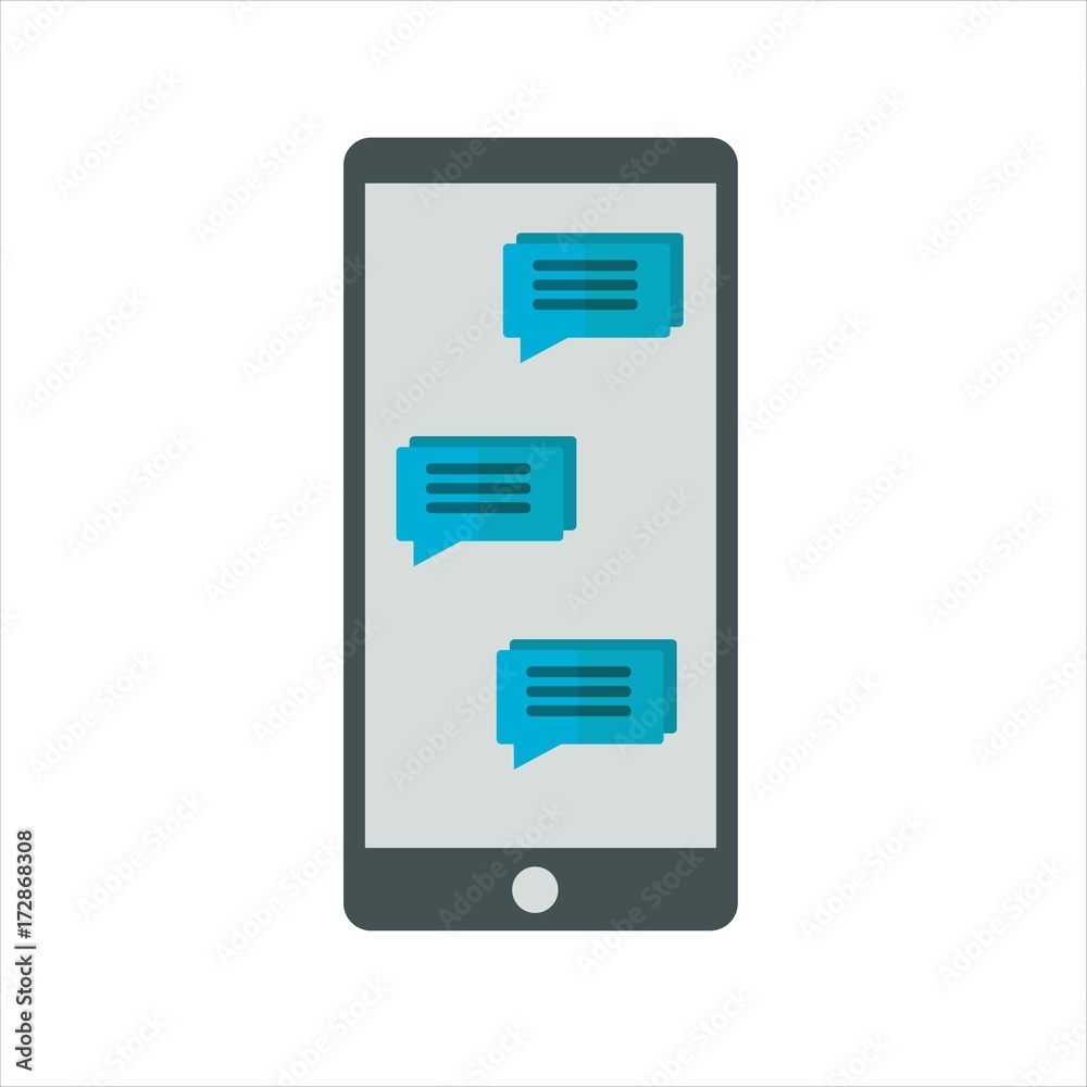 Flat icon messages on mobile phone. Vector illustration. Messaging communication. Flat icon messages on mobile phone. Vector illustration. Messaging communication.
