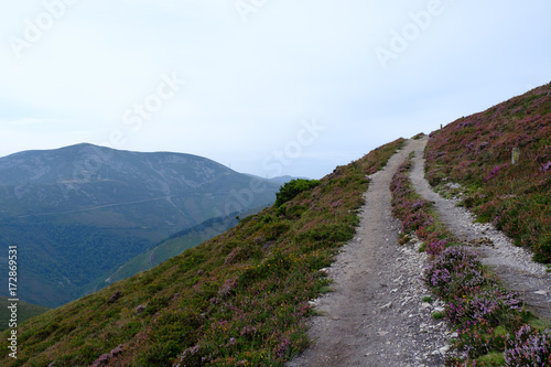 The oldest Camino de Santiago in Spain the "Camino Primitivo" leading from Oviedo to Santiago de Compostela (on the foto the old route via Hospitales)