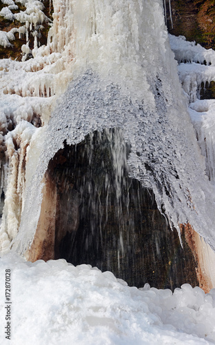 Frozen waterfall like white lace