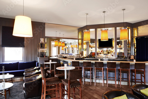 Bar and lounge at upscale restaurant photo