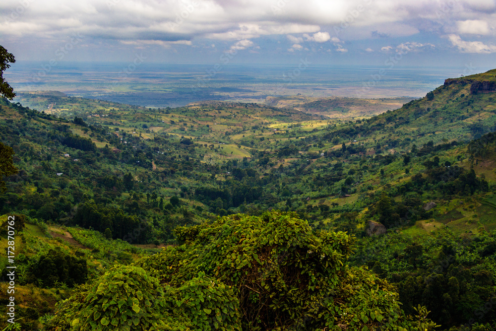 View from the Sipi falls in the Mount Elgon national park in Uganda