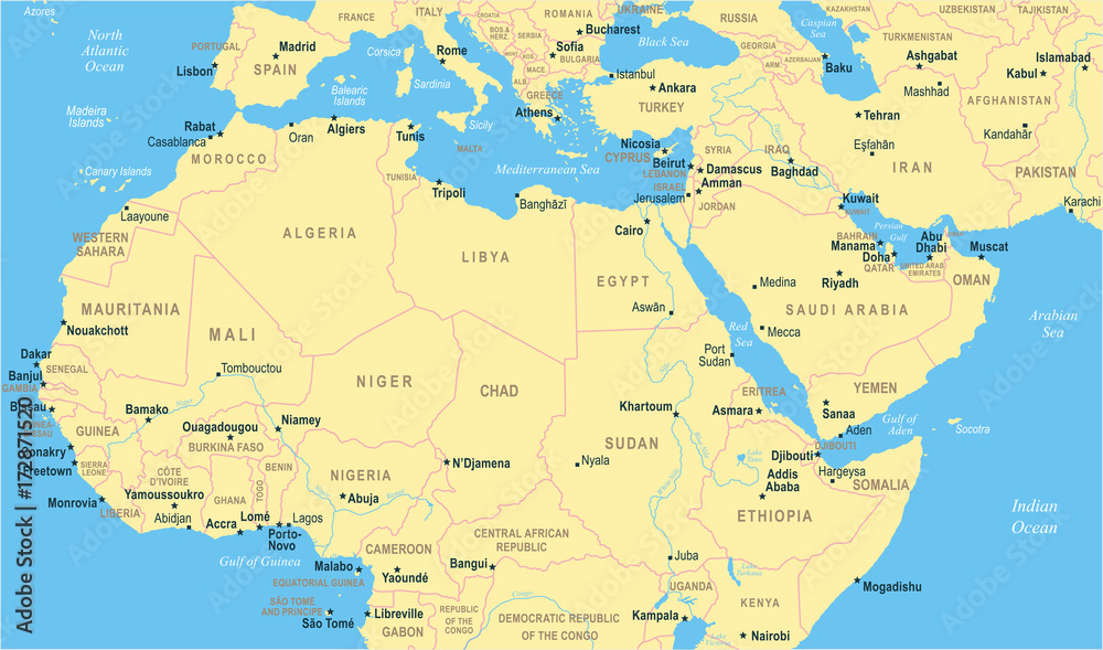 North Africa Map - Vector Illustration