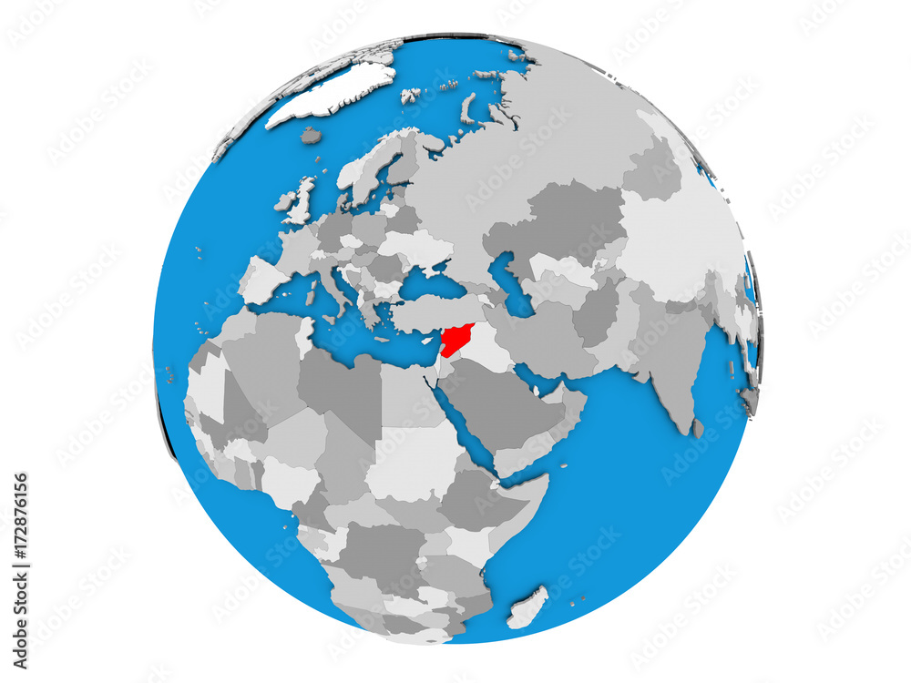 Naklejka premium Syria on globe isolated