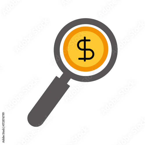financial magnifier dollar coin money symbol vector illustration
