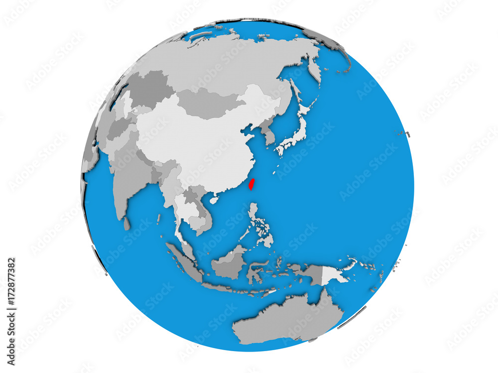 Naklejka premium Taiwan on globe isolated