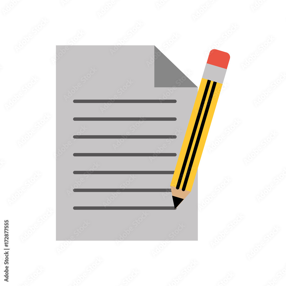 office paper and pencil supply stationery element vector illustration